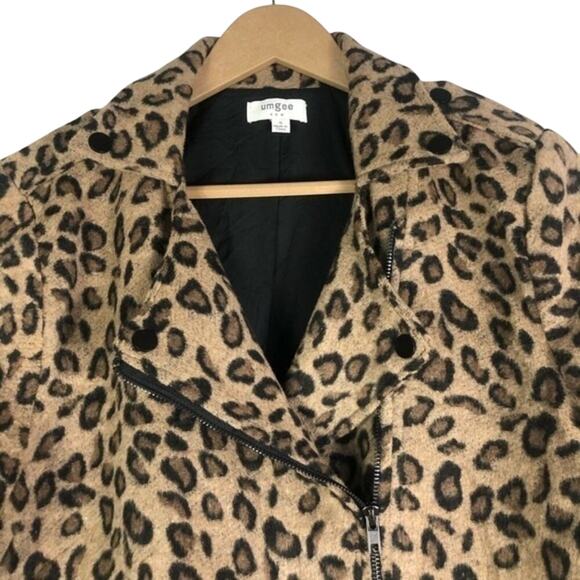 Umgee Leopard Moto Jacket Womens S Brown Biker Glam Bold Edgy Mob Wife Core - Picture 3 of 5